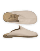 Men's Beige Slippers - Handcrafted Calf Leather Wide Toe Box | Bespoky