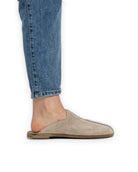 Pair Beige Nubuck Slippers - Barefoot Wide Toe Calf Leather | Bespoky