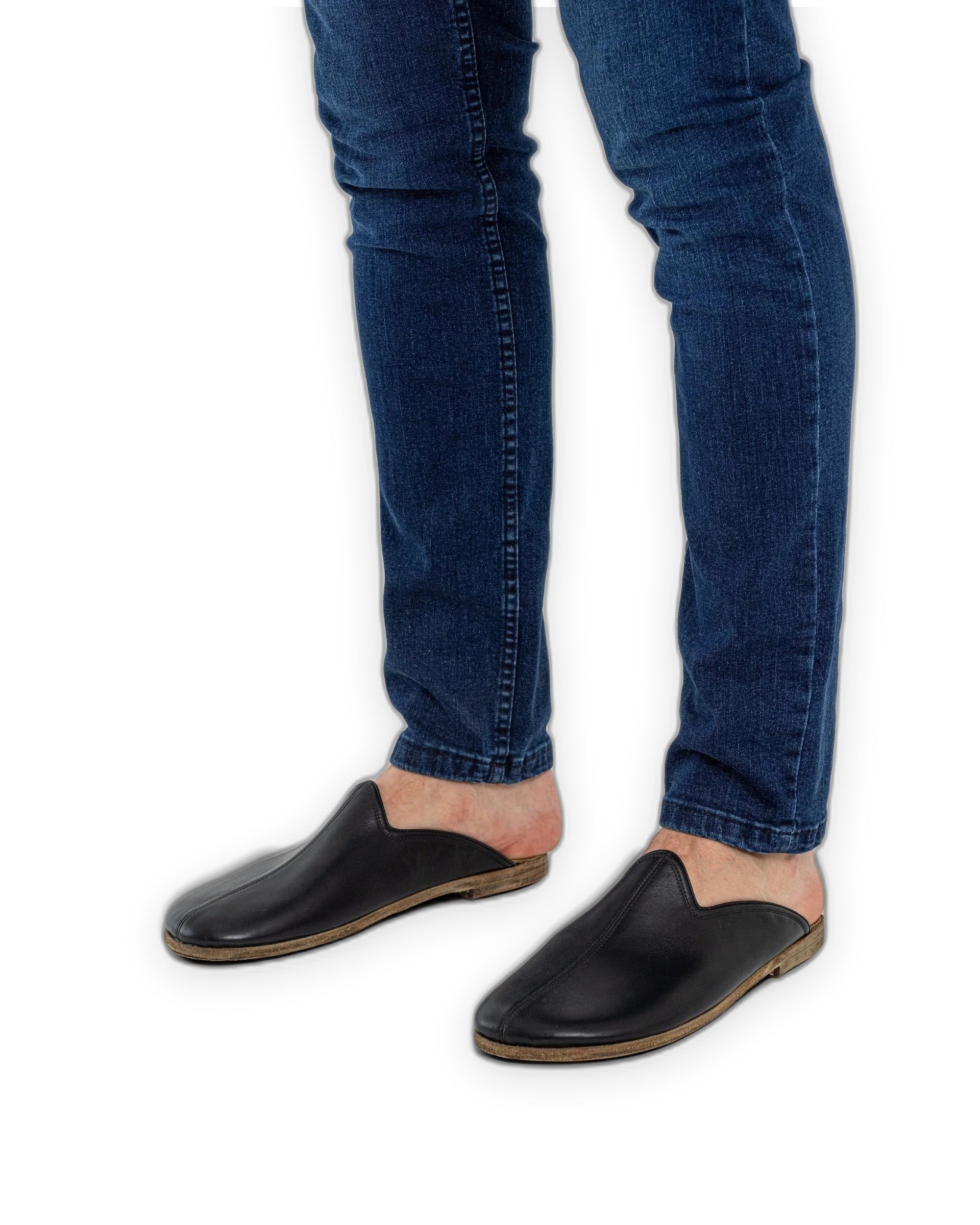 Side view Black Slippers - Calf Leather Zero Drop | Bespoky