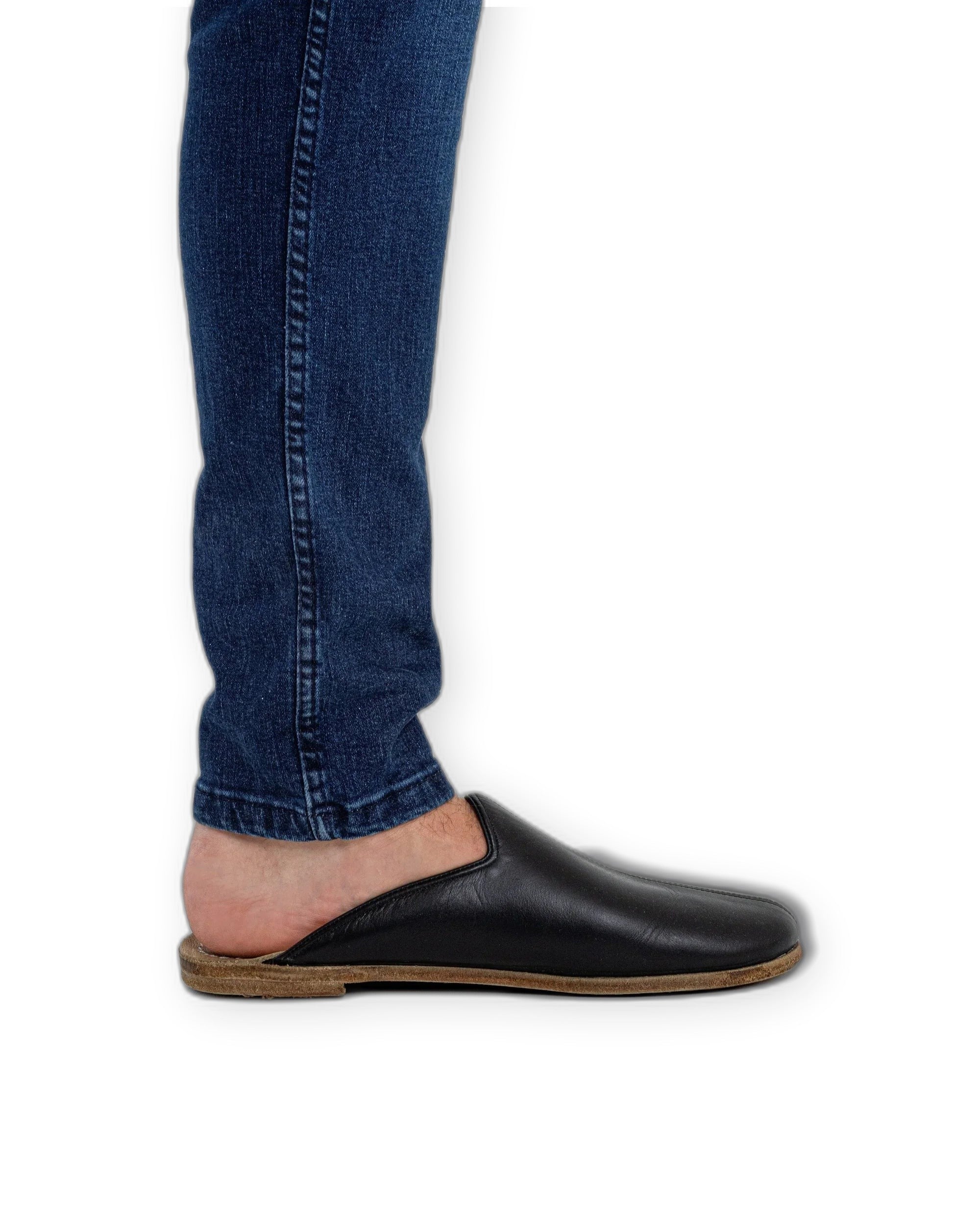 Detail Black Slippers - Handcrafted Calf Leather Turkey | Bespoky