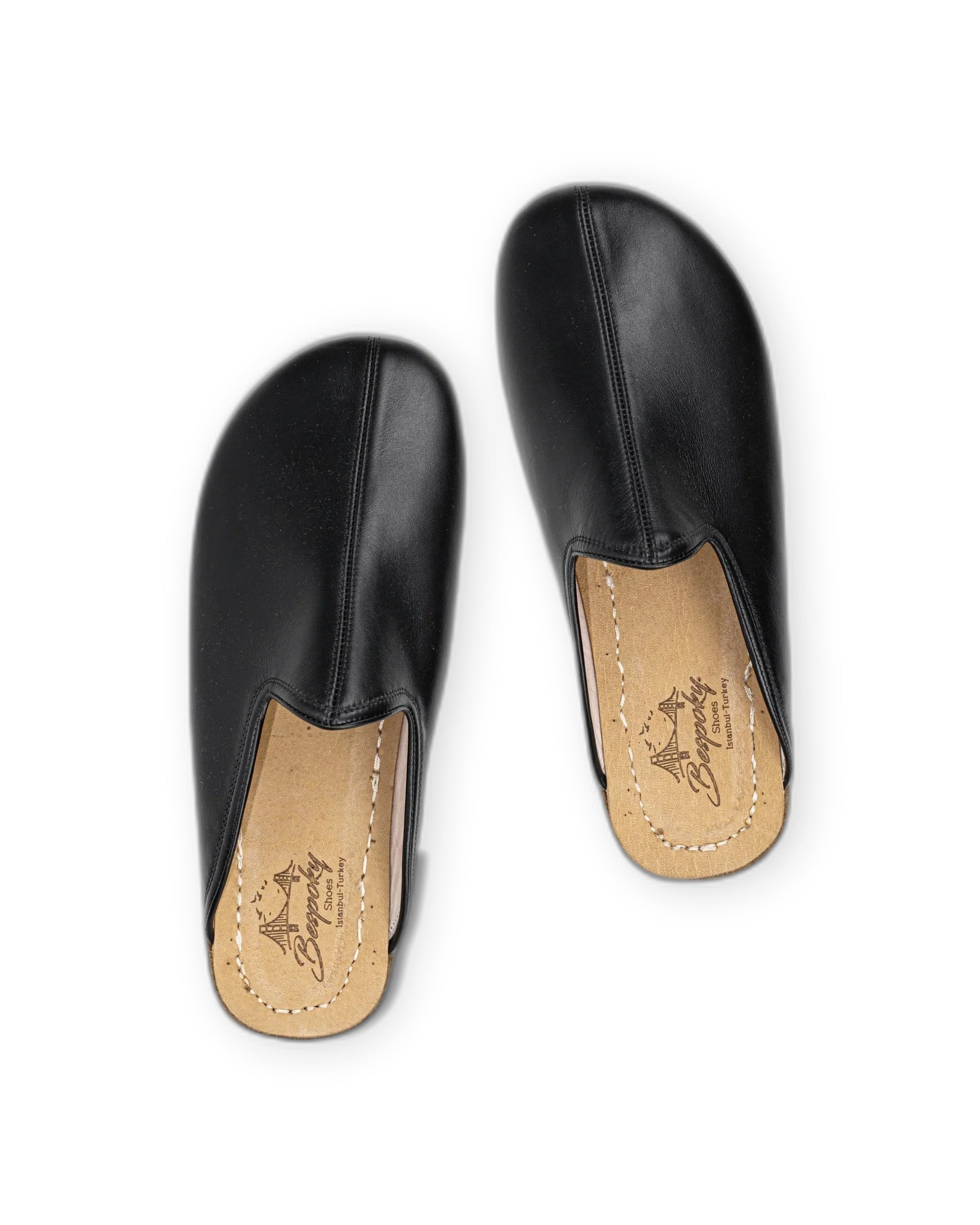 Back view Black Slippers - Calf Leather Handcrafted | Bespoky