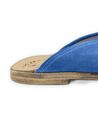 Side view Blue Suede Slippers - Calf Leather Zero Drop | Bespoky