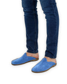 Top view Blue Suede Slippers - Handcrafted Calf Leather | Bespoky