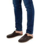 Side view Brown Suede Slippers - Calf Leather Zero Drop | Bespoky
