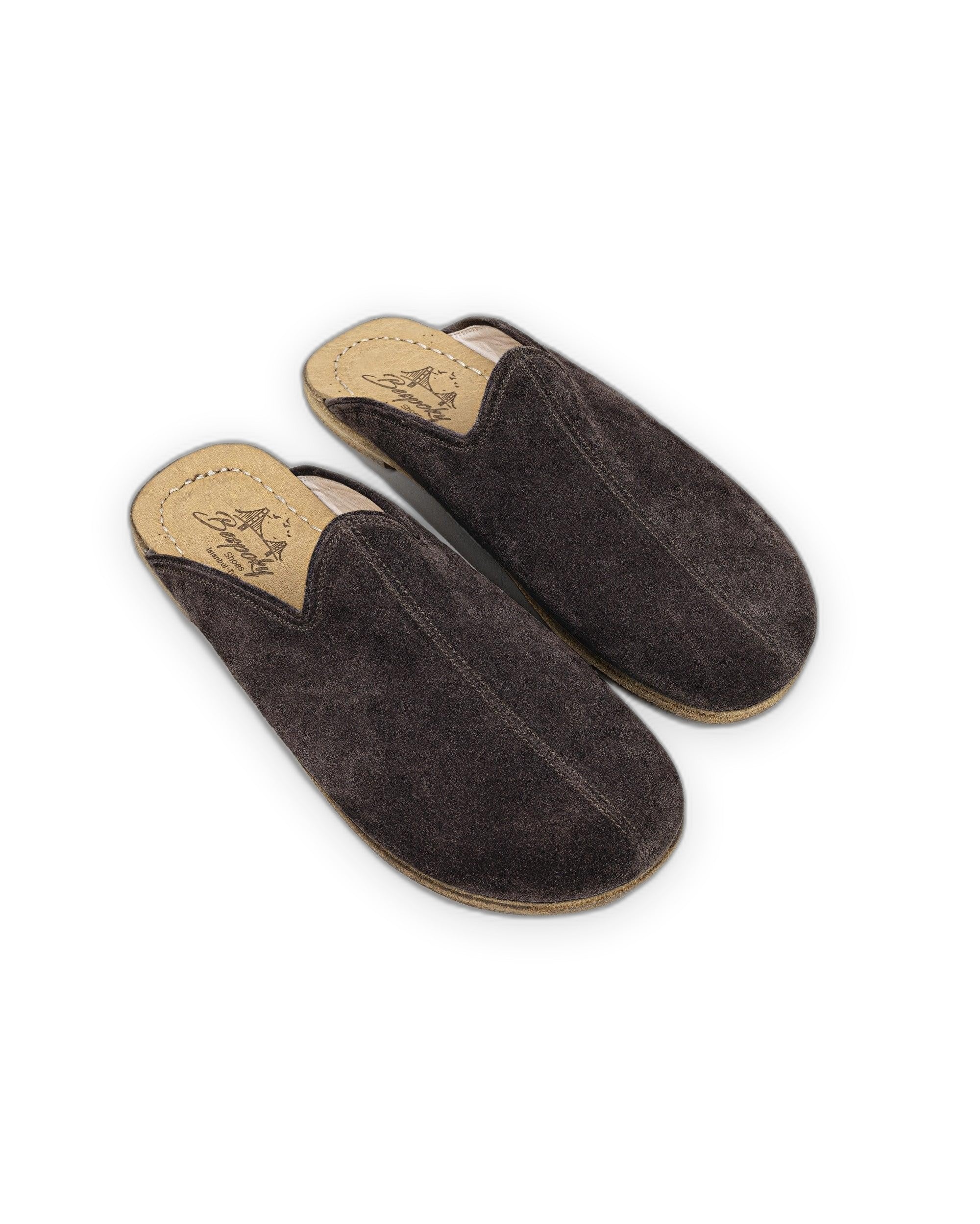 Men's Brown Suede Slippers - Handcrafted Calf Leather Wide Toe Box | Bespoky