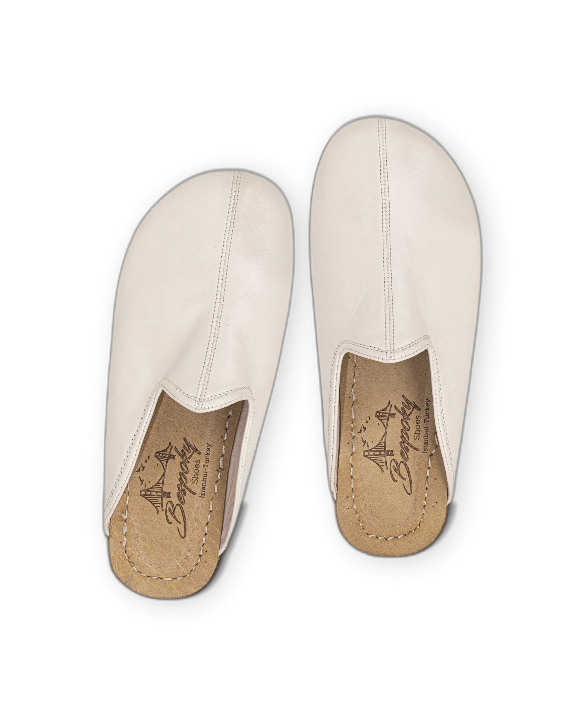 Back view Cream Slippers - Calf Leather Handcrafted | Bespoky