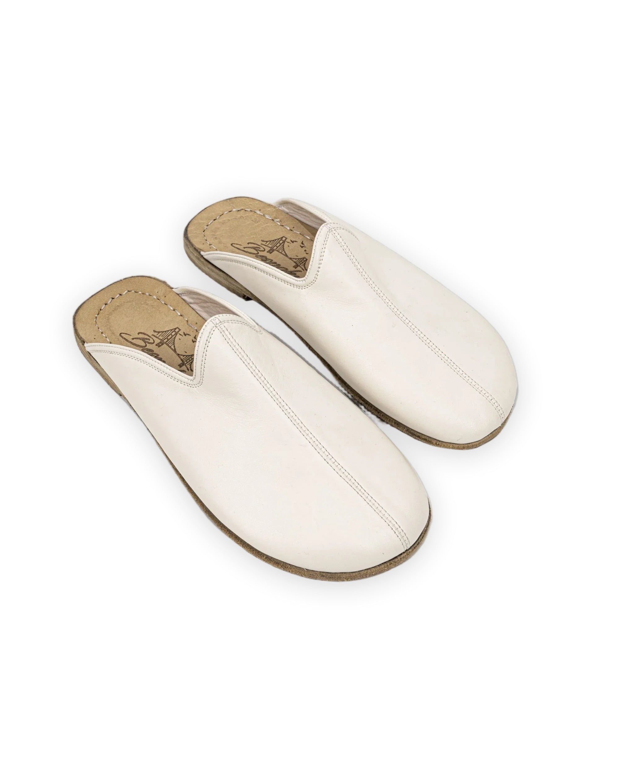 Men's Cream Slippers - Handcrafted Calf Leather Wide Toe Box | Bespoky