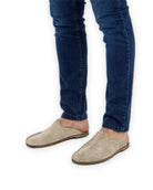 Side view Cream Suede Slippers - Calf Leather Zero Drop | Bespoky