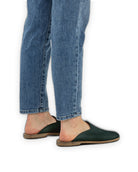 Top view Dark Green Slippers - Handcrafted Calf Leather | Bespoky