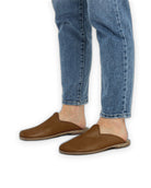Detail Dark Tan Slippers - Handcrafted Calf Leather Turkey | Bespoky