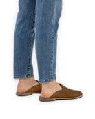 Pair Dark Tan Slippers - Barefoot Wide Toe Calf Leather | Bespoky