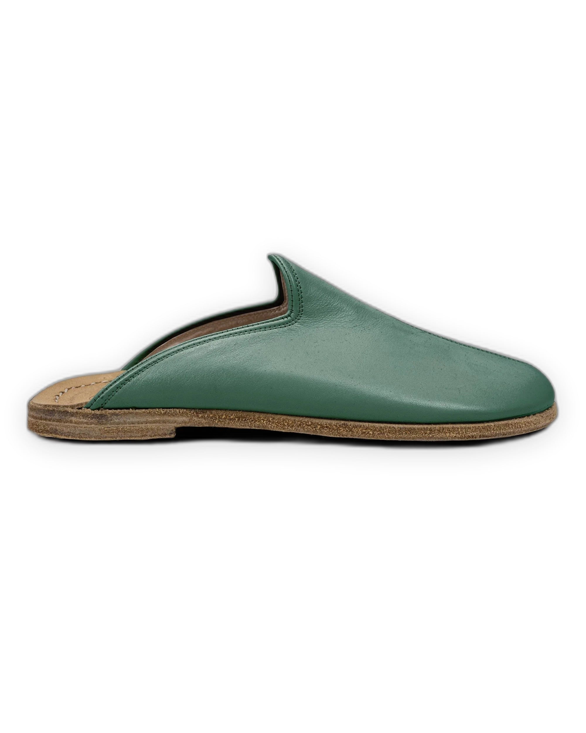 Close-up calf leather - Green Slippers Detail | Bespoky