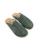 Men's Green Suede Slippers - Handcrafted Calf Leather Wide Toe Box | Bespoky