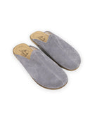 Men's Grey Suede Slippers - Handcrafted Calf Leather Wide Toe Box | Bespoky