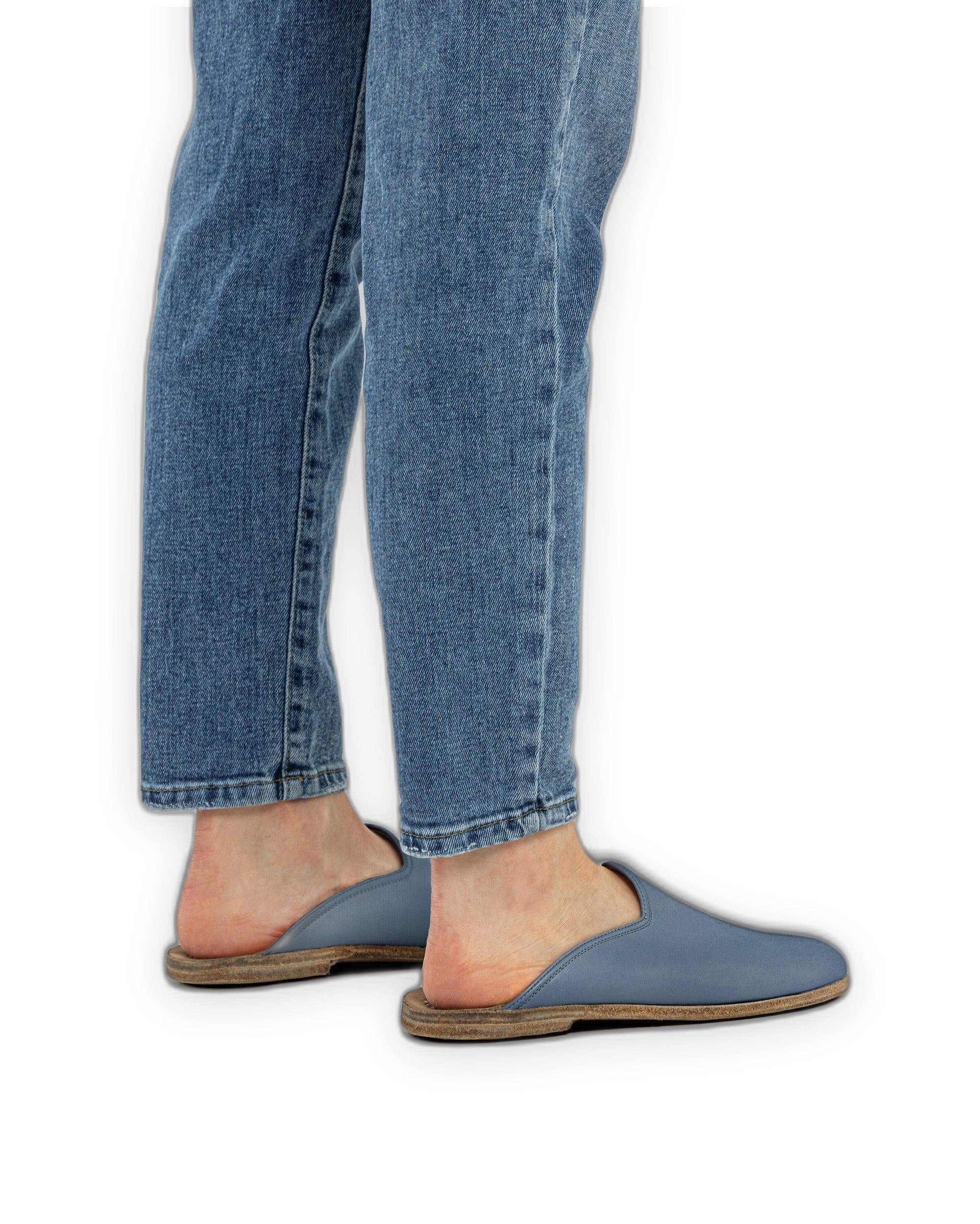 Top view Jean Blue Slippers - Handcrafted Calf Leather | Bespoky