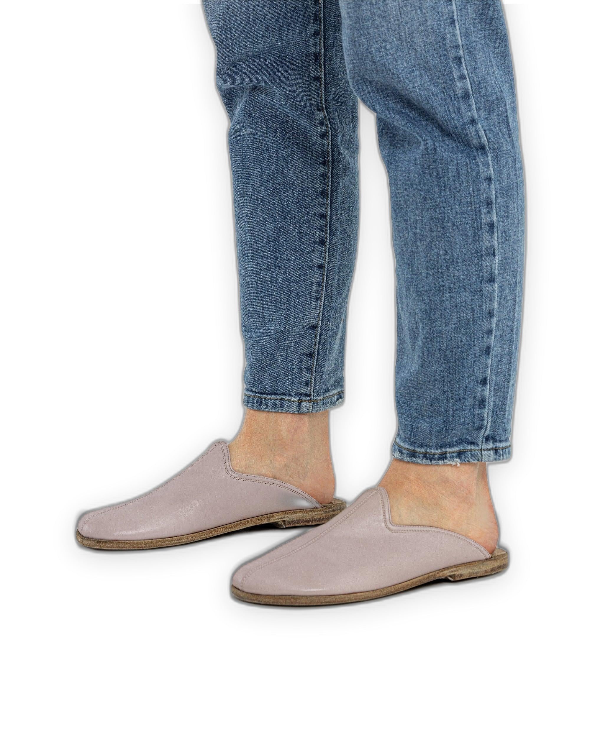 Side view Pink Slippers - Calf Leather Zero Drop | Bespoky