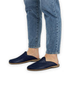 Top view Navy Blue Slippers - Handcrafted Calf Leather | Bespoky