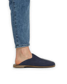 Pair Navy Nubuck Slippers - Barefoot Wide Toe Calf Leather | Bespoky