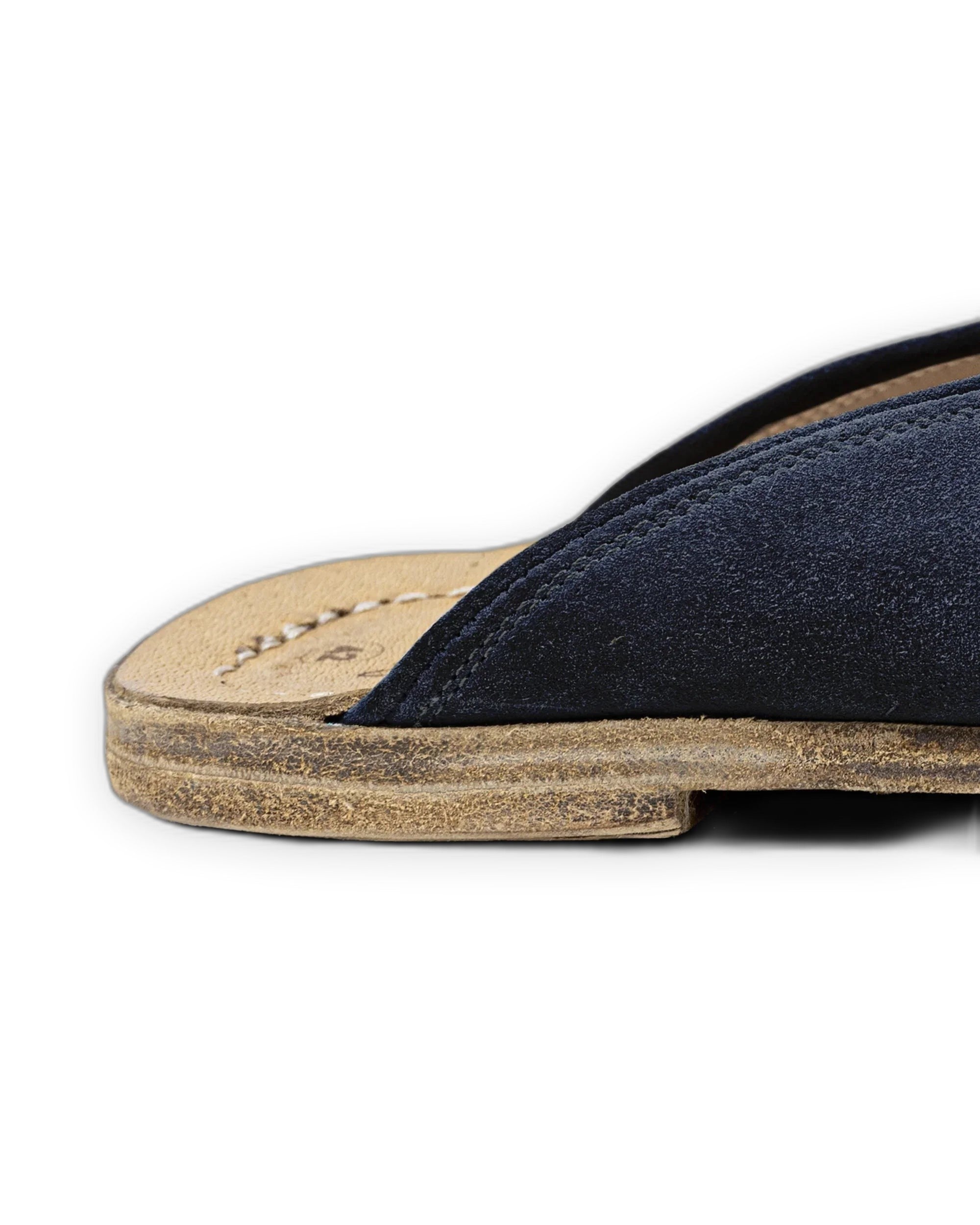 Side view Navy Suede Slippers - Calf Leather Zero Drop | Bespoky