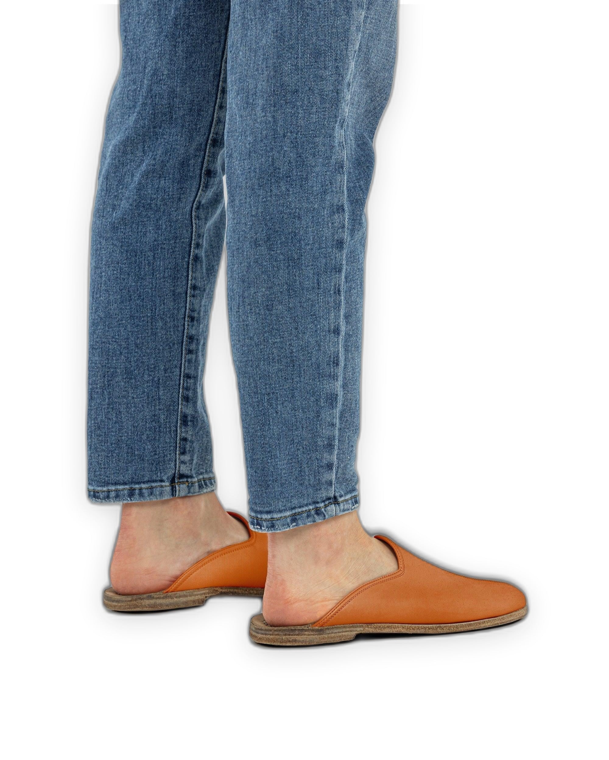 Pair Orange Slippers - Barefoot Wide Toe Calf Leather | Bespoky