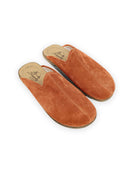 Men's Orange Suede Slippers - Handcrafted Calf Leather Wide Toe Box | Bespoky
