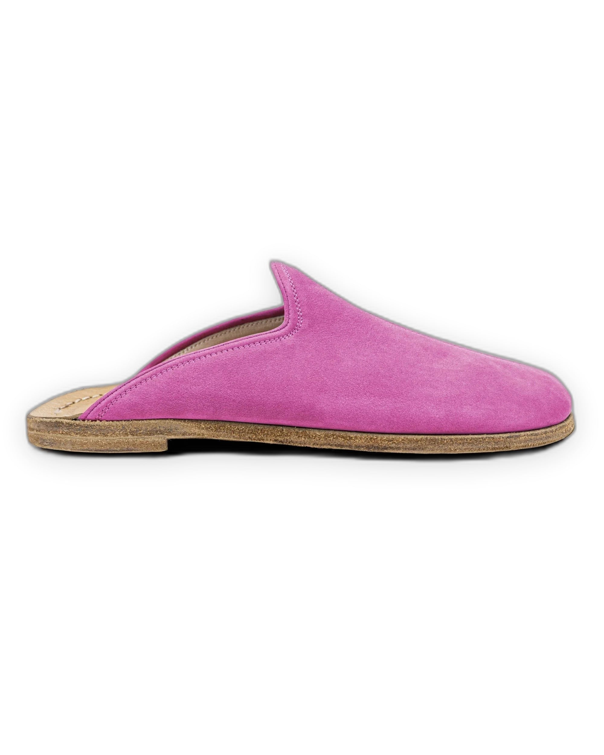 Side view Pink Nubuck Slippers - Calf Leather Zero Drop | Bespoky