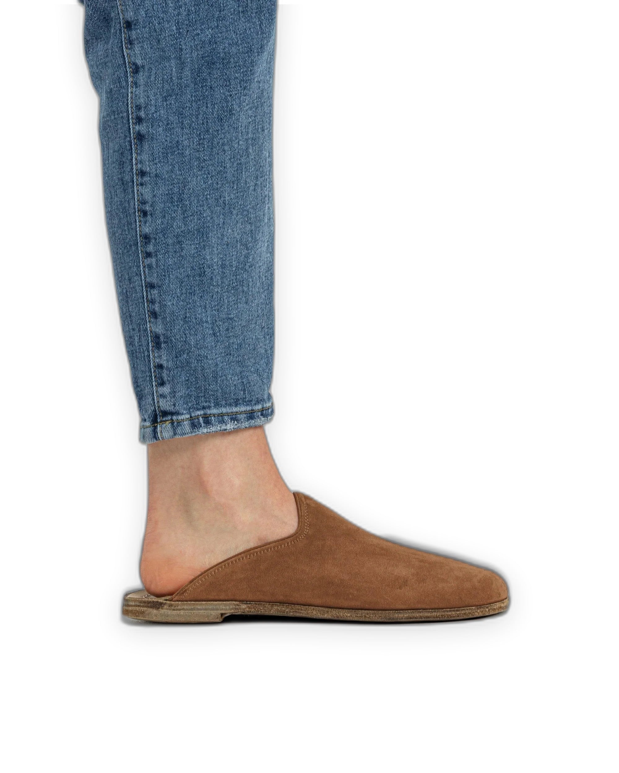 Detail Tan Nubuck Slippers - Handcrafted Calf Leather Turkey | Bespoky