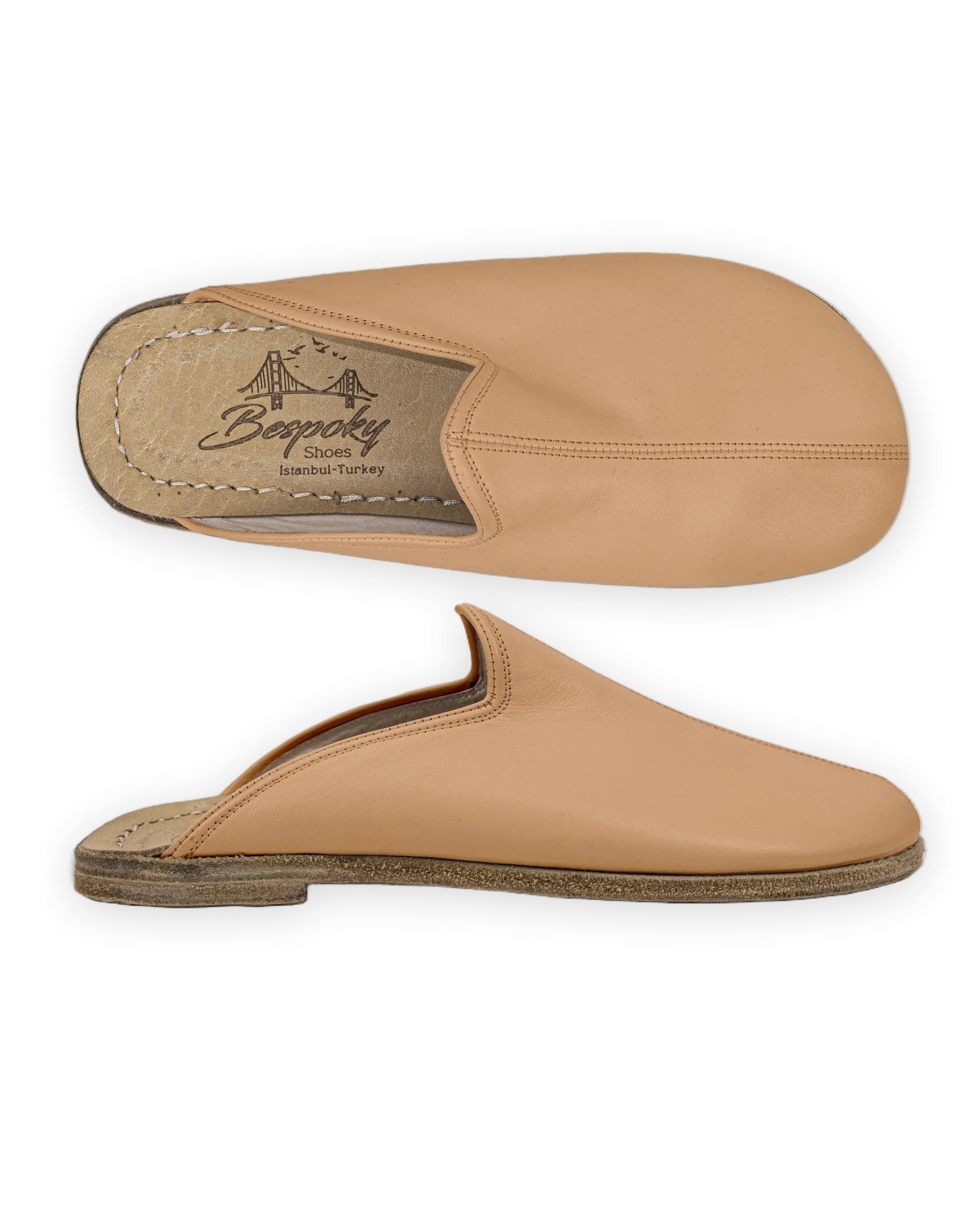 Men's Undyed Slippers - Handcrafted Calf Leather Wide Toe Box | Bespoky