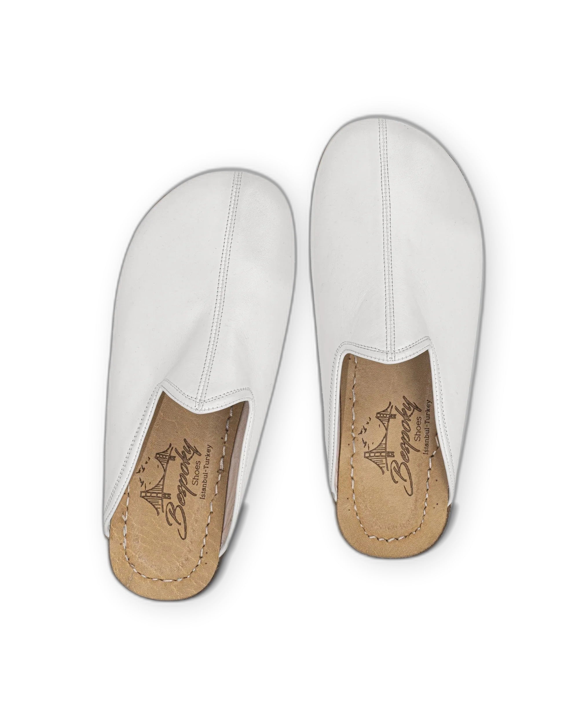 Back view White Slippers - Calf Leather Handcrafted | Bespoky