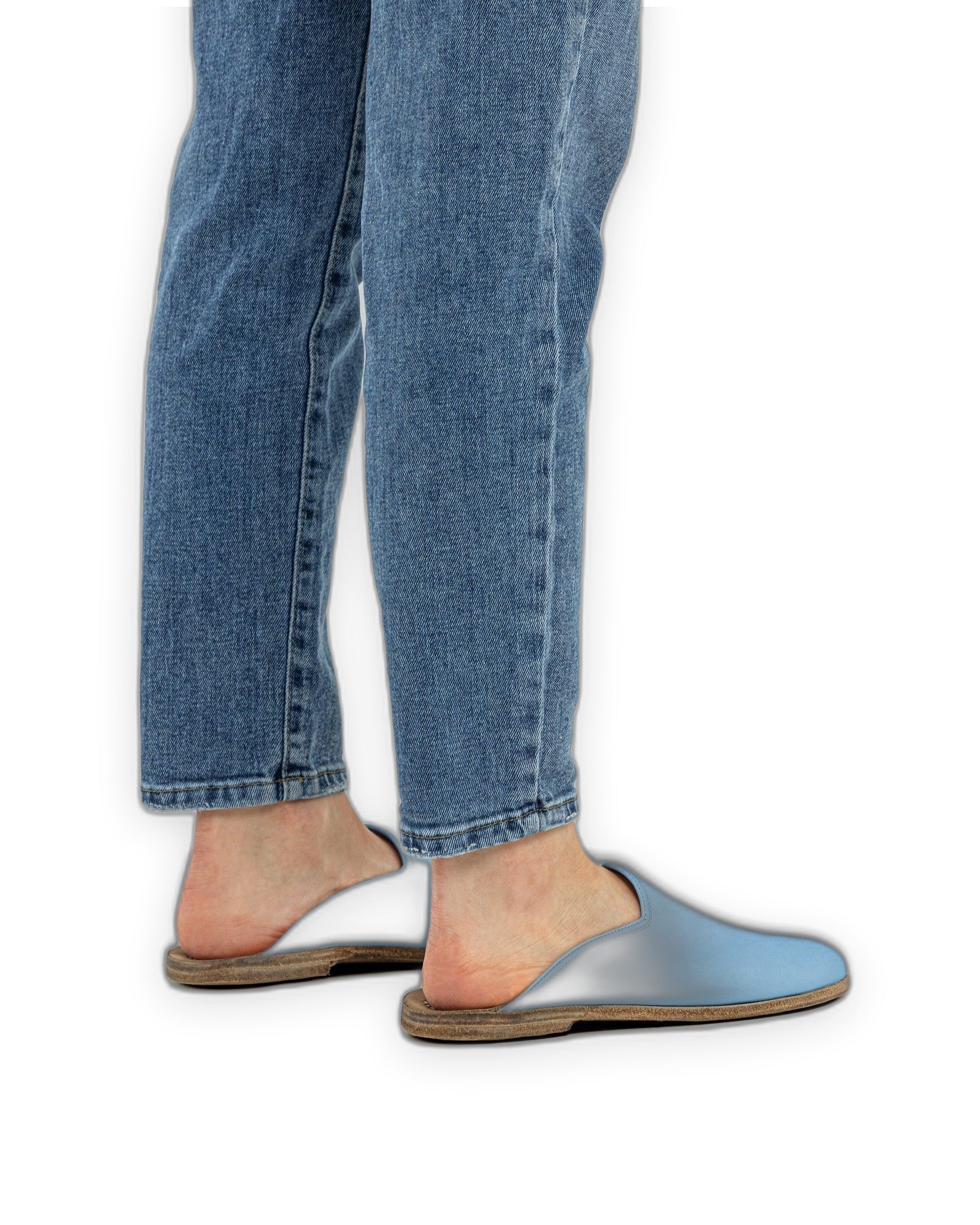 Detail Baby Blue Slippers - Handcrafted Calf Leather Turkey | Bespoky