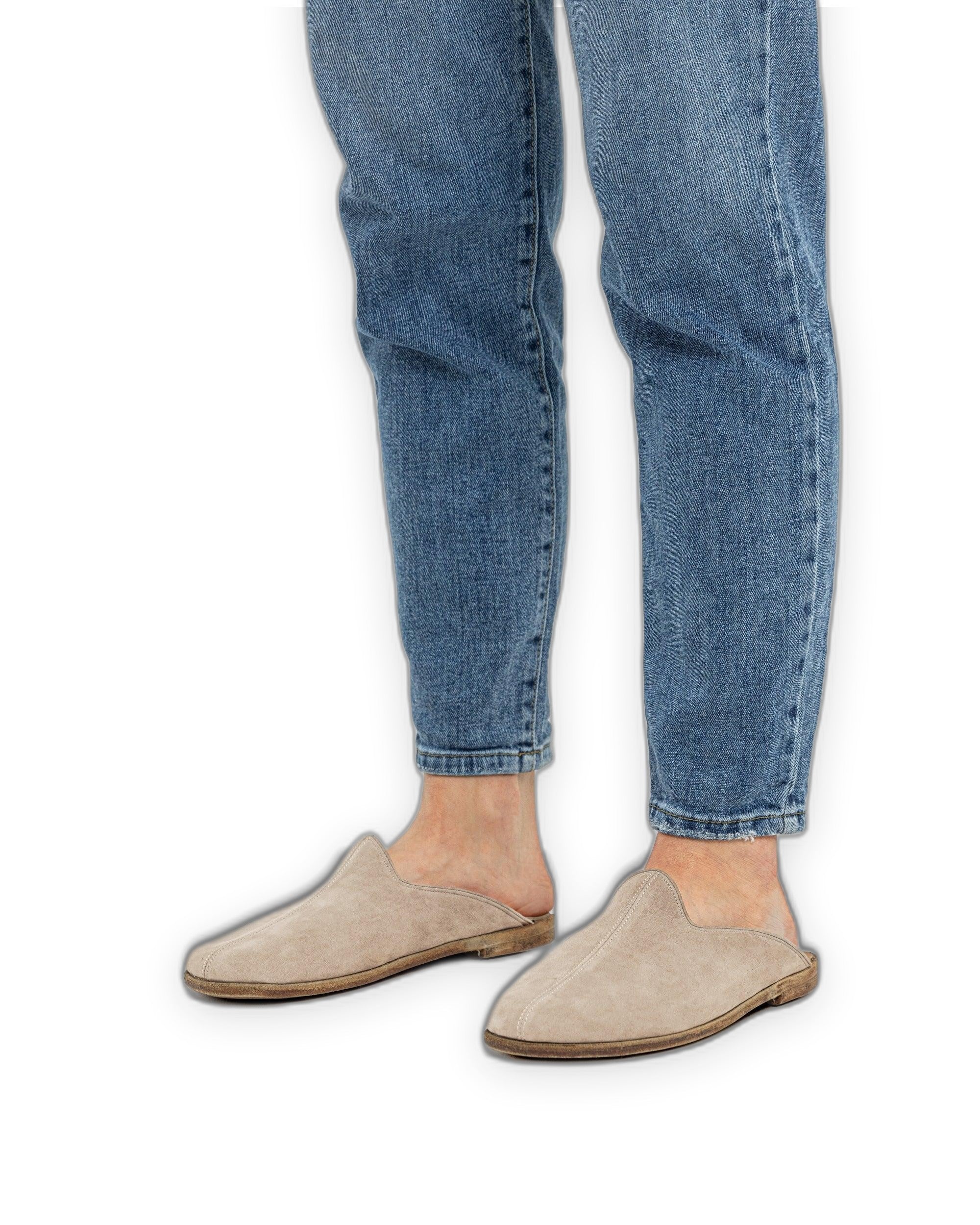 Side view Beige Slippers - Calf Leather Zero Drop | Bespoky