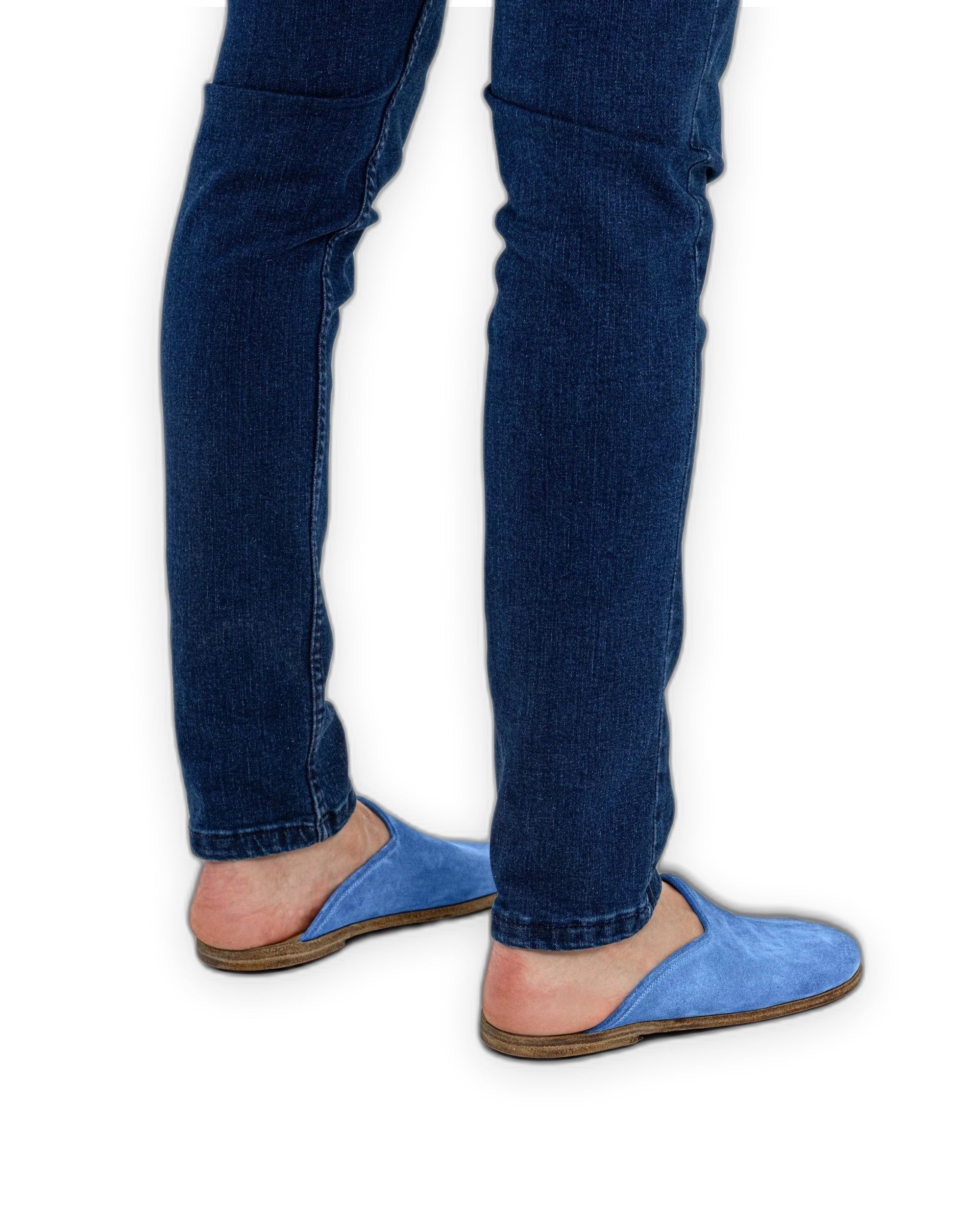 Detail Blue Slippers - Handcrafted Calf Leather Turkey | Bespoky