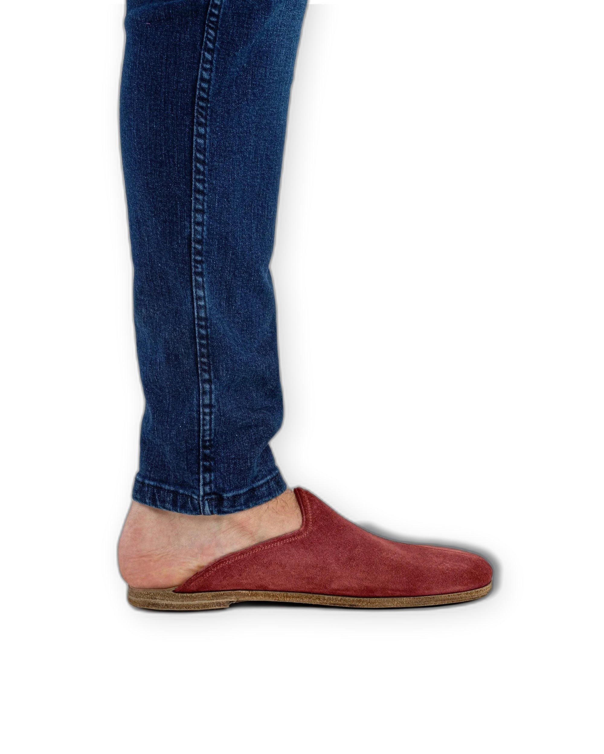 Top view Burgundy Slippers - Handcrafted Calf Leather | Bespoky