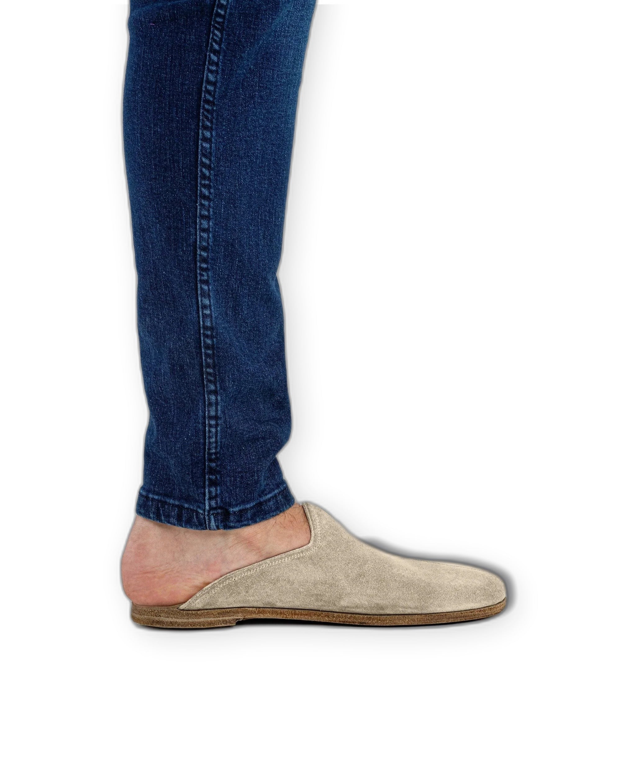 Pair Cream Slippers - Barefoot Wide Toe Calf Leather | Bespoky
