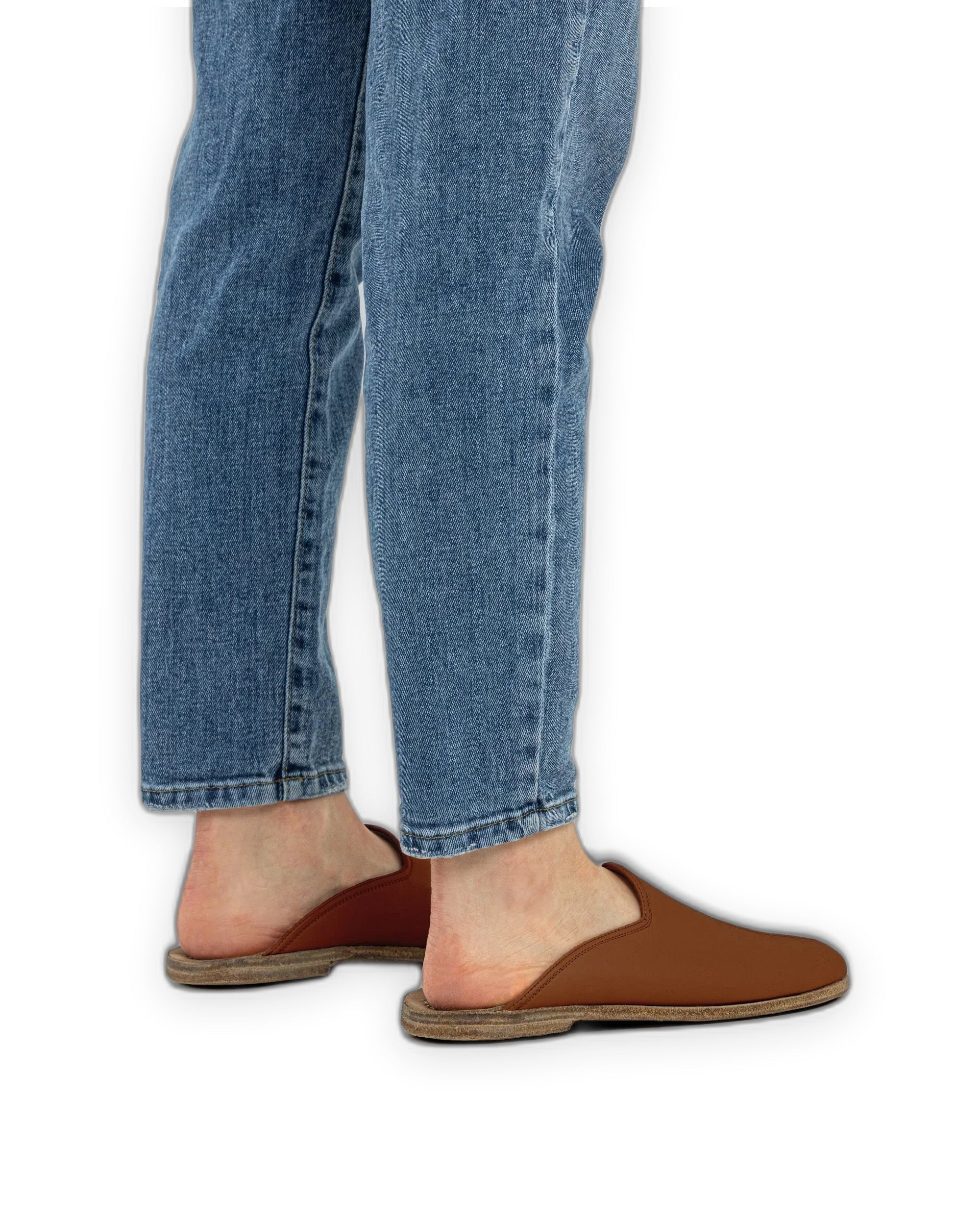 Pair Dark Brown Slippers - Barefoot Wide Toe Calf Leather | Bespoky