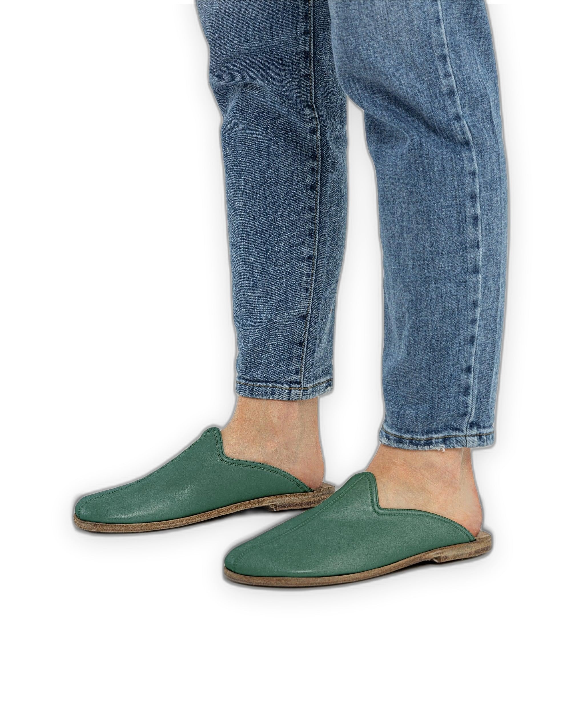 Top view Green Slippers - Handcrafted Calf Leather | Bespoky