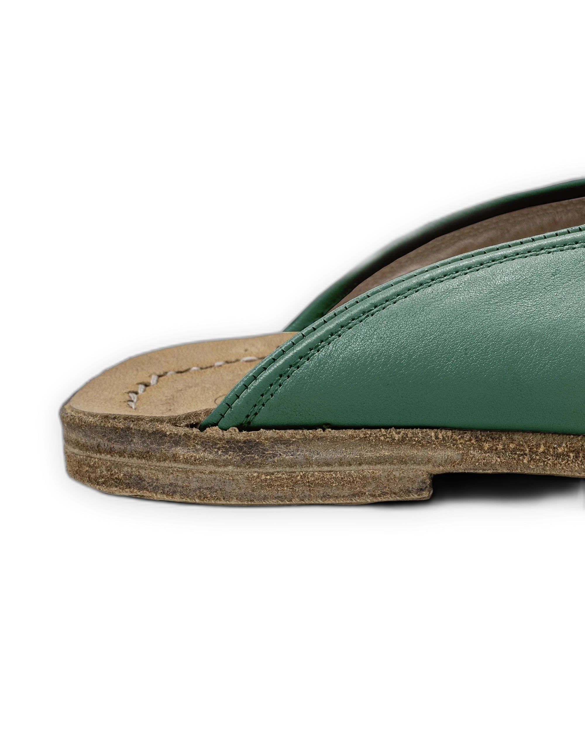 Pair Green Slippers - Barefoot Wide Toe Calf Leather | Bespoky