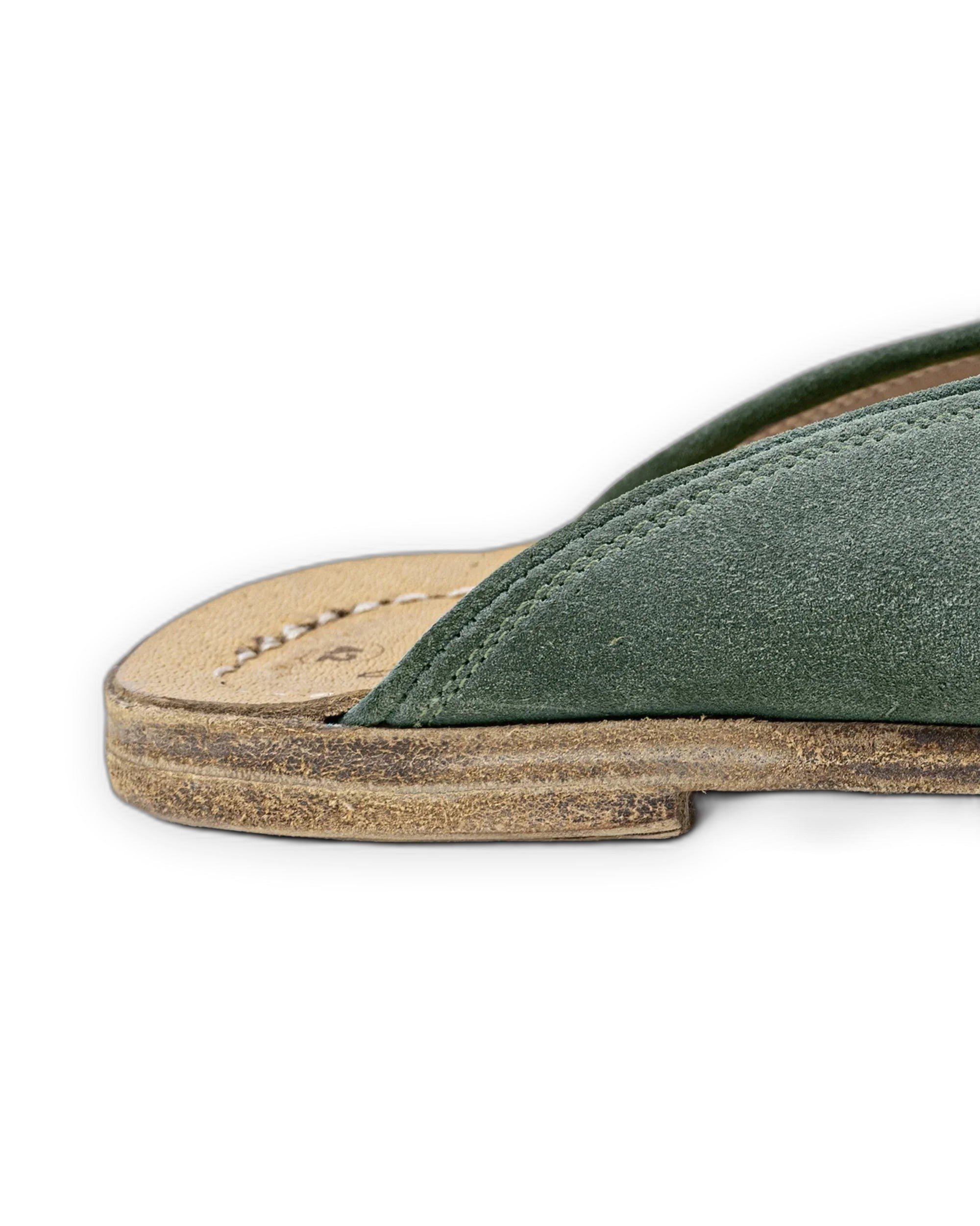 Side view Green Slippers - Calf Leather Zero Drop | Bespoky