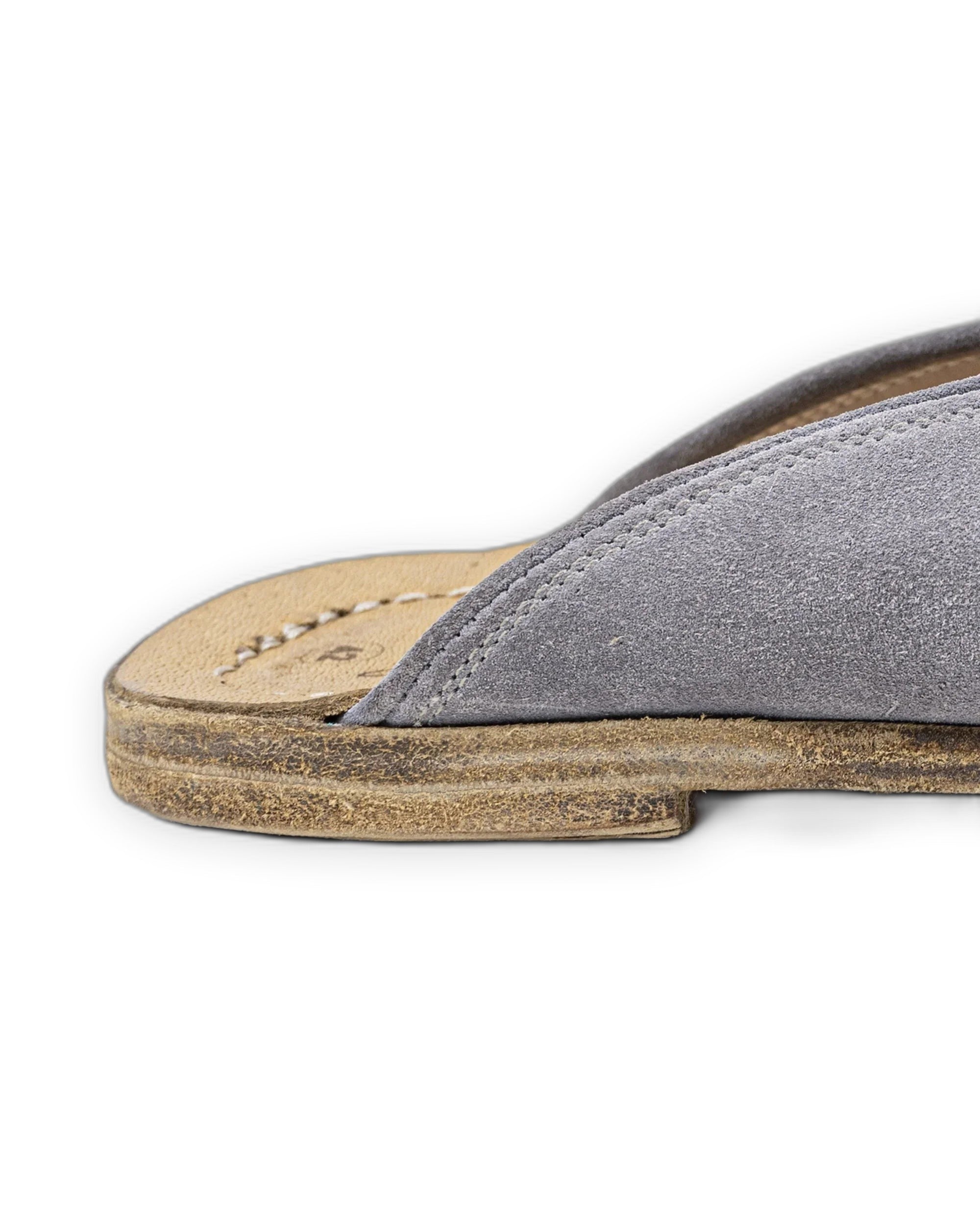 Side view Grey Slippers - Calf Leather Zero Drop | Bespoky