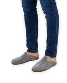 Side view Grey Slippers - Calf Leather Zero Drop | Bespoky