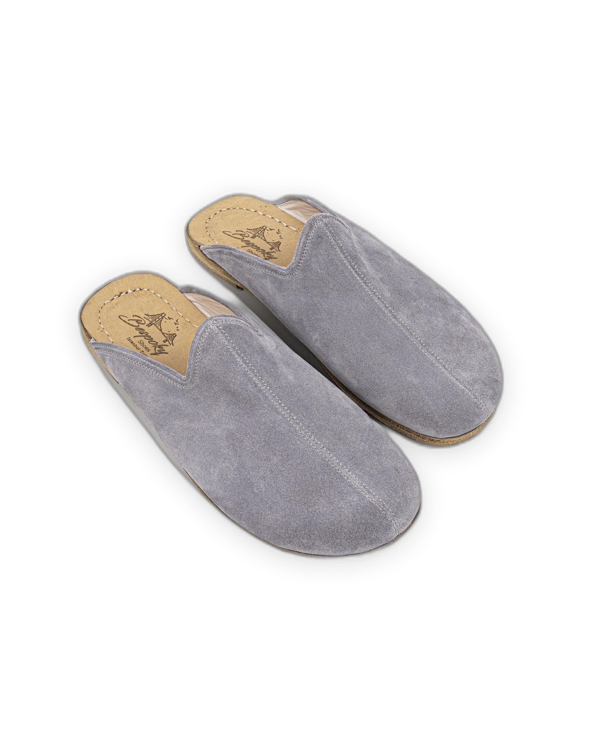 Women's Grey Slippers - Handcrafted Calf Leather Wide Toe Box | Bespoky