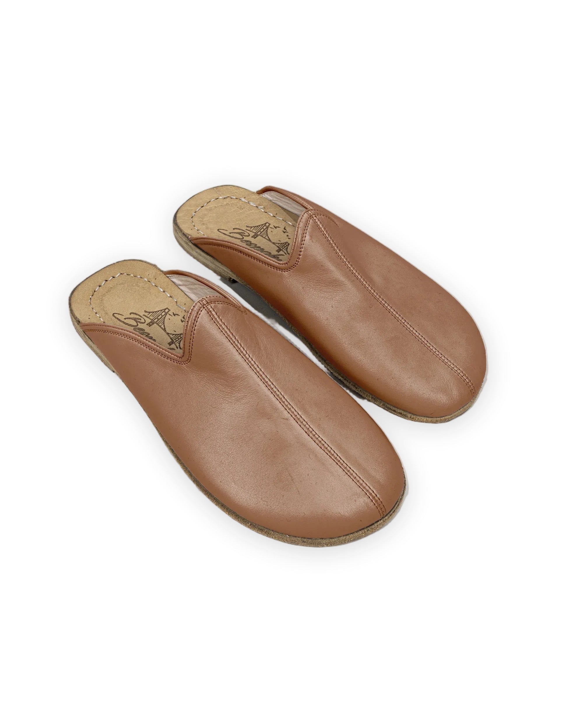 Women's Tan Slippers - Handcrafted Calf Leather Wide Toe Box | Bespoky