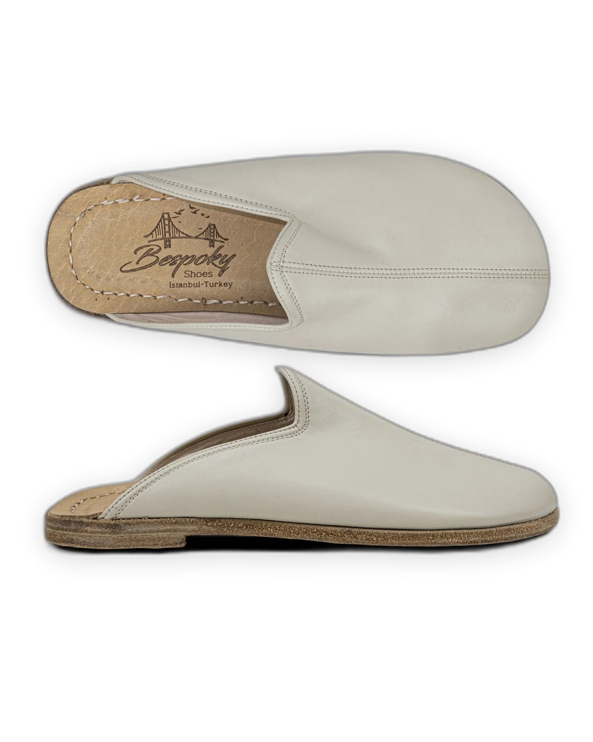 Side view Lucas Beige Slippers - Calf Leather Zero Drop | Bespoky