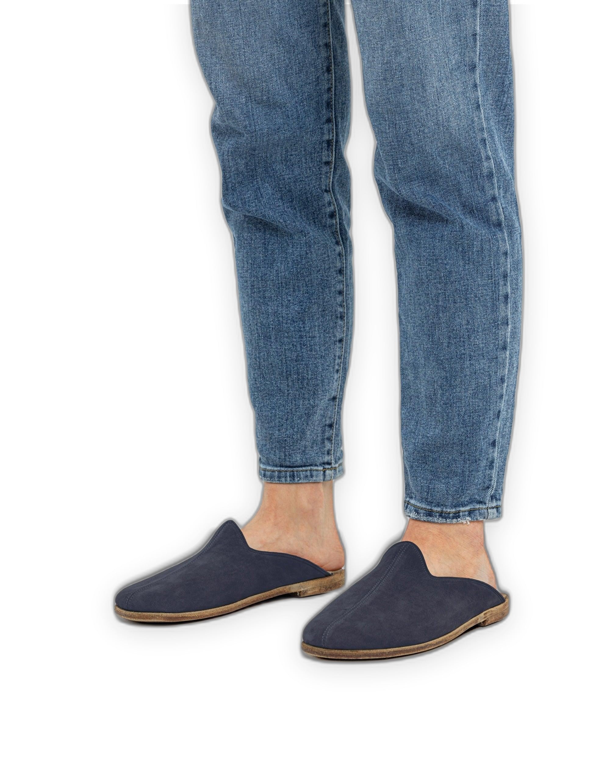 Top view Navy Slippers - Handcrafted Calf Leather | Bespoky