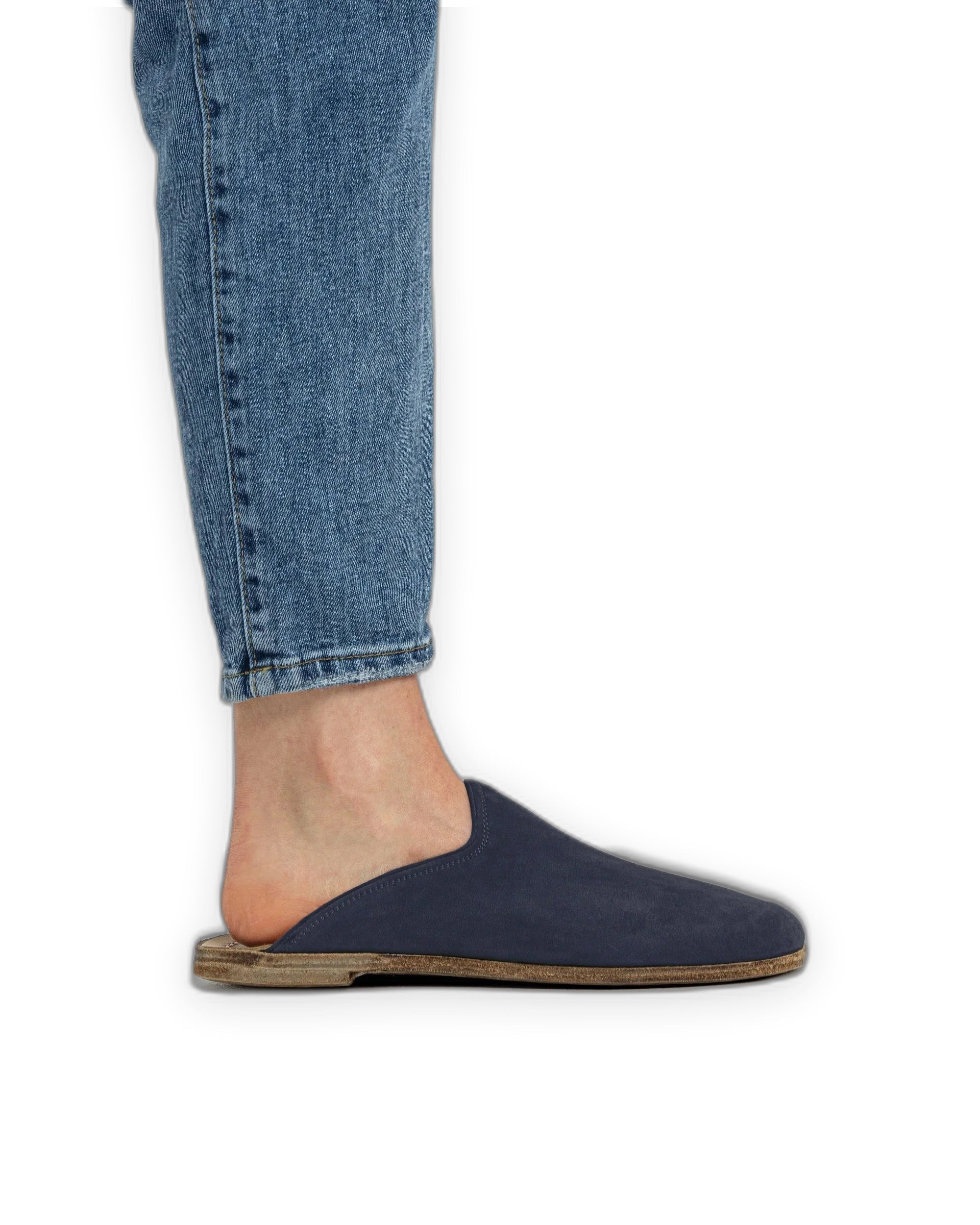 Pair Navy Slippers - Barefoot Wide Toe Calf Leather | Bespoky