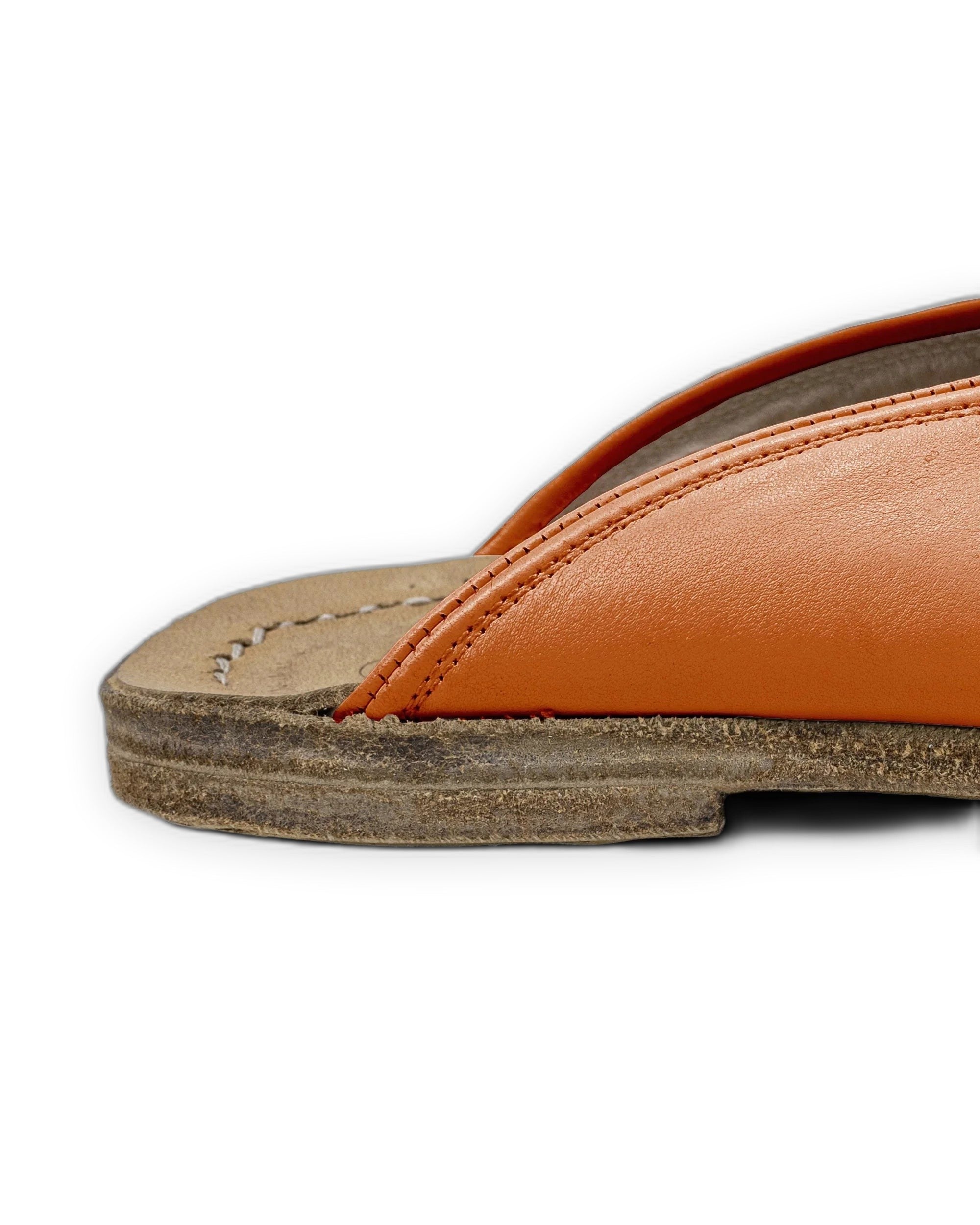 Close-up calf leather - Orange Slippers Detail | Bespoky