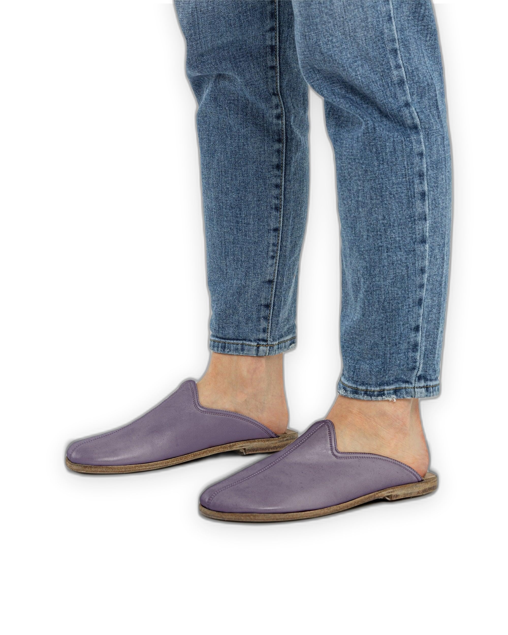 Top view Purple Slippers - Handcrafted Calf Leather | Bespoky
