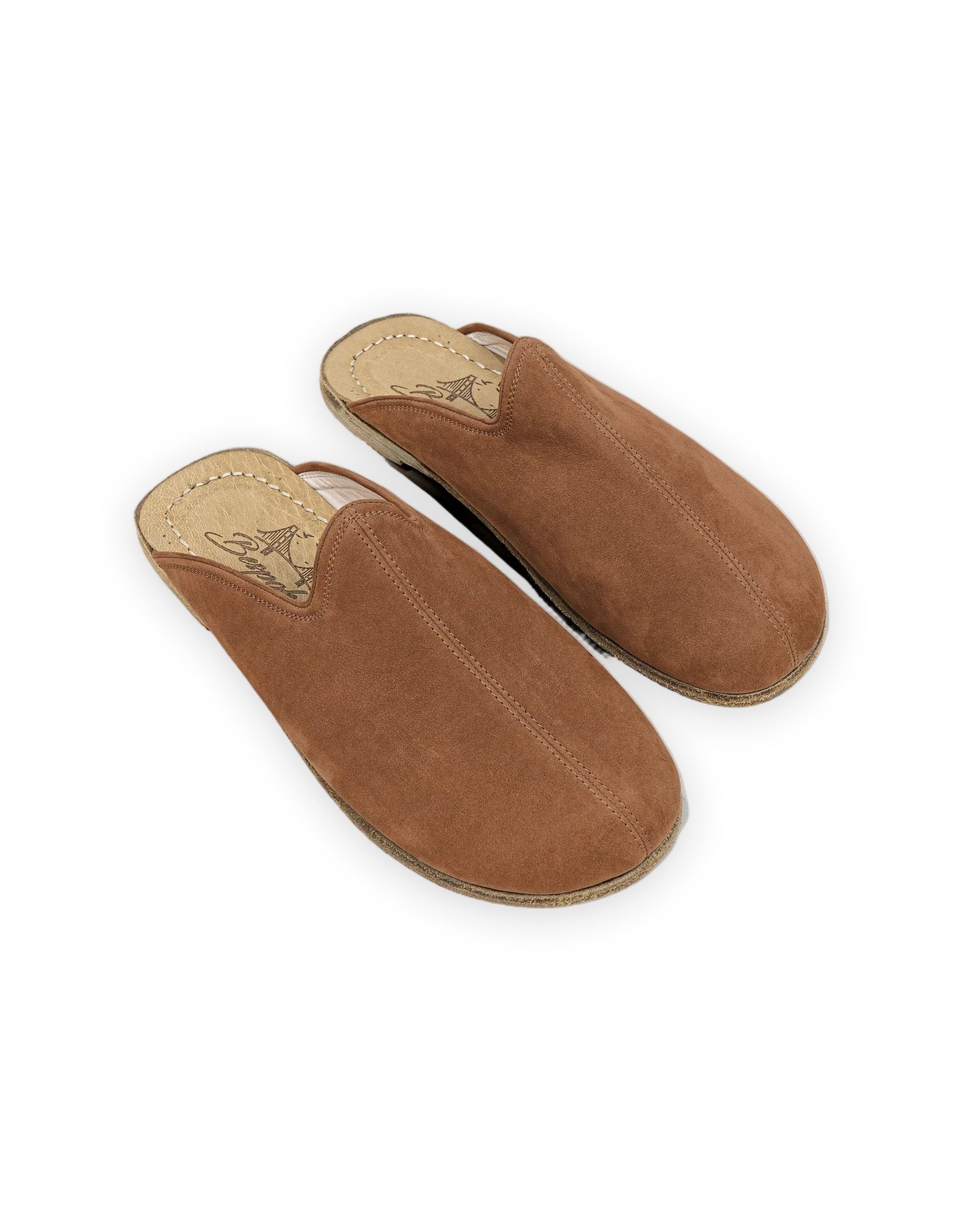 Women's Tan Slippers - Handcrafted Calf Leather Wide Toe Box | Bespoky