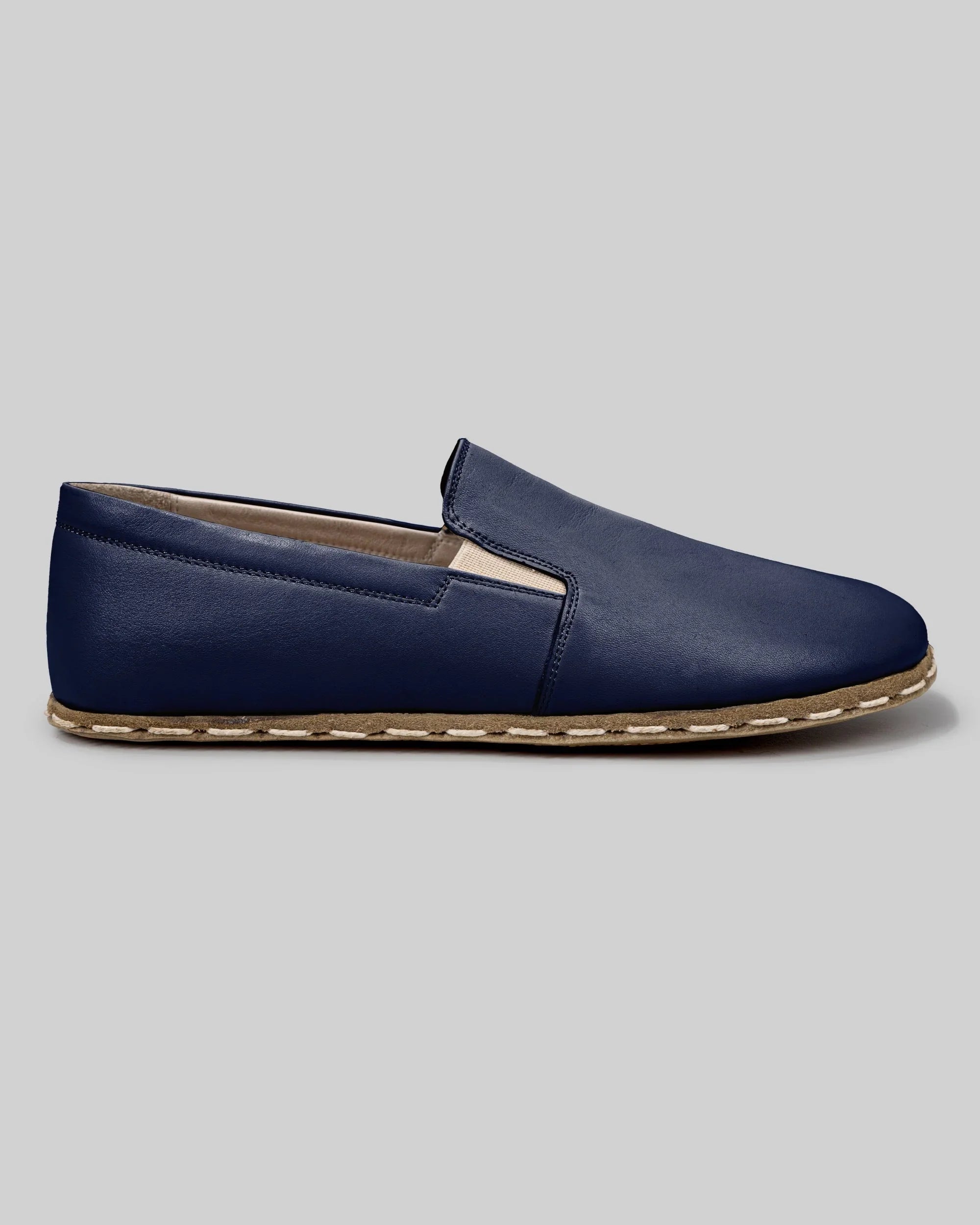 Side view Navy Blue Barefoot Shoes - Calf Leather Zero Drop | Bespoky