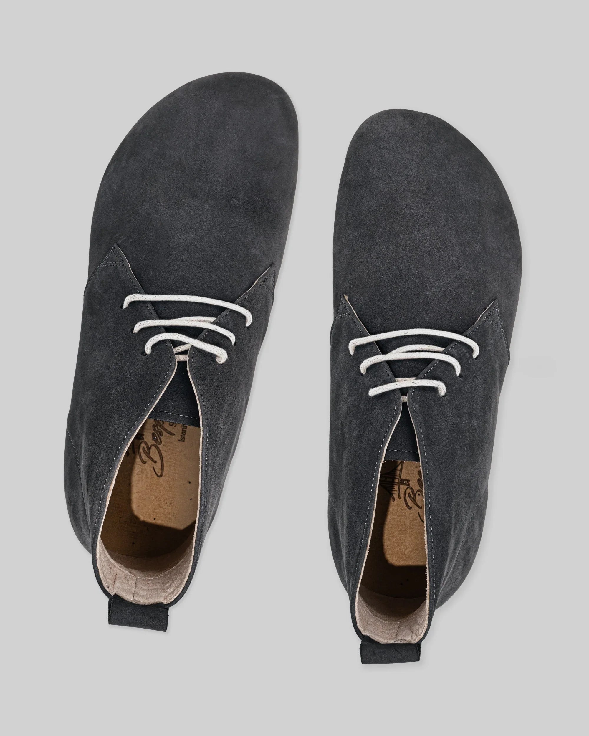 Side view Smoked Nubuck Ankle Boots - Calf Leather Zero Drop | Bespoky